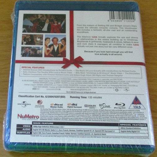LOVE ACTUALLY BLU RAY Hugh Grant Liam Neeson Rowan Atkinson