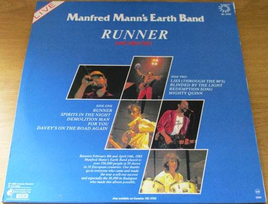 MANFRED MANN`S EARTH BAND Runner and Other Hits Live VINYL LP Record