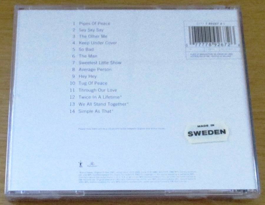 PAUL McCARTNEY Pipes of Peace Archive Collection CD [Shelf BB]