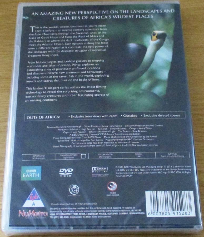 AFRICA Eye to Eye with the Unknown BBC Earth DVD [SHELF D1]