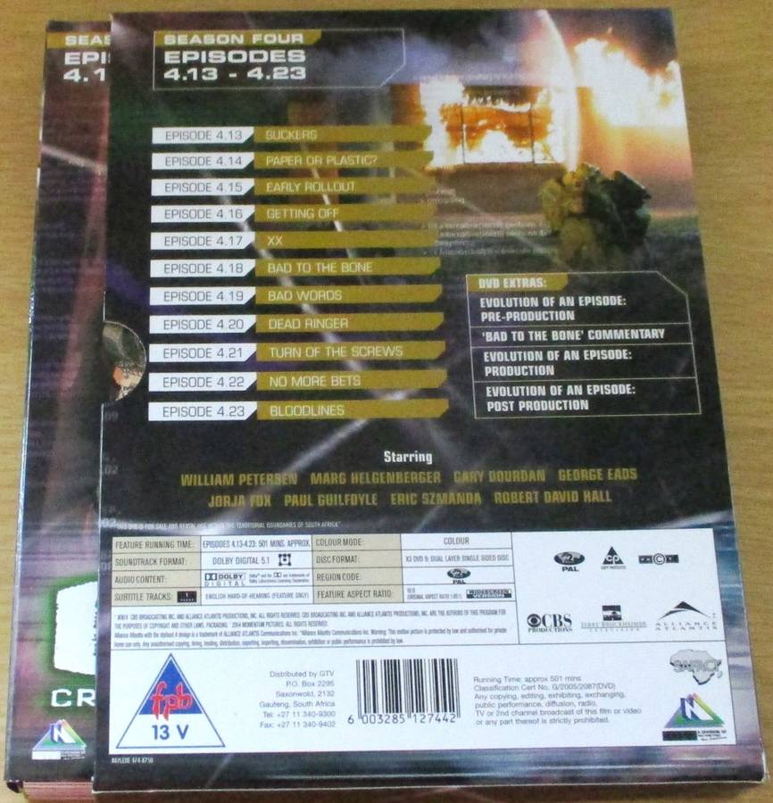 CSI: Crime Scene Investigation Season 4 Episodes 4.13 - 4.23 [SHELF D1]