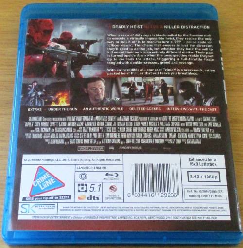 TRIPLE 9 Ben Affleck Woody Harrelson Kate Winslett Blu Ray   [BLU RAY SHELF]