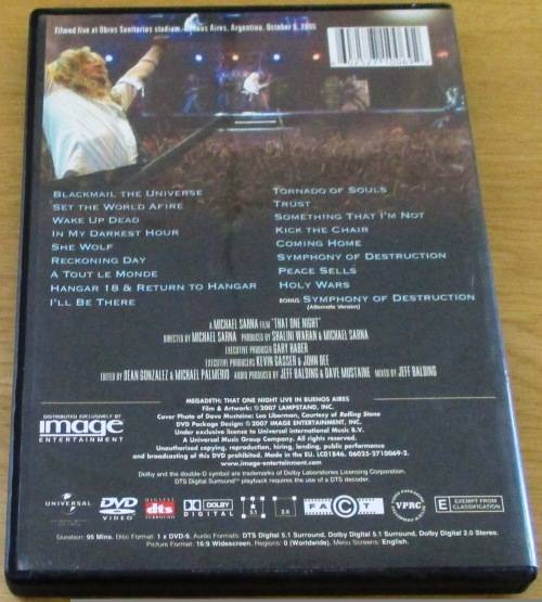 MEGADETH That One Night Live in Buenos Aires DVD
