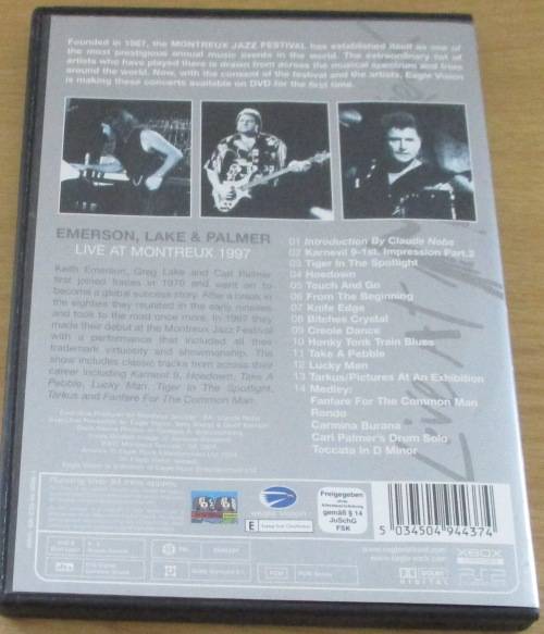 EMERSON LAKE and PALMER Live at Montreux 1997 DVD  [OFFICE DVD SHELF]