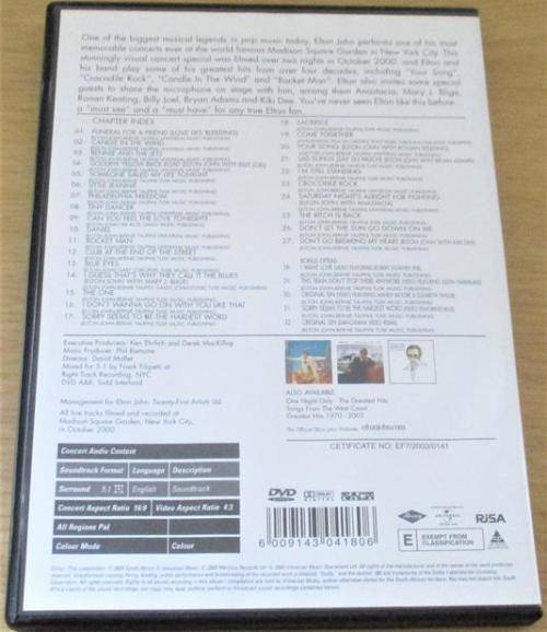 ELTON JOHN Greatest Hits One Night Only DVD
