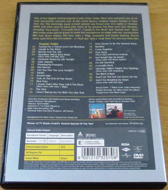 ELTON JOHN One Night Only - The Greatest Hits DVD