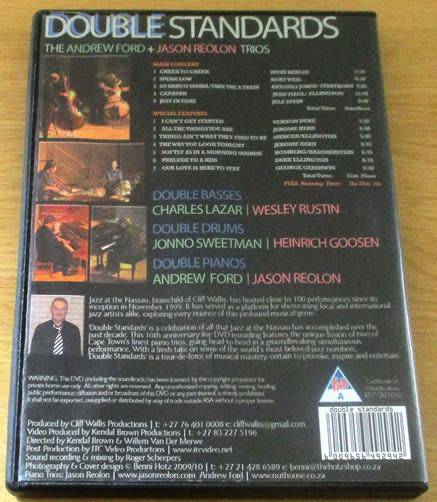 THE ANDREW FORD+ JASON REOLON TRIOS Jazz at the Nassau 10th Anniversary Concert DOUBLE STANDARDS DVD