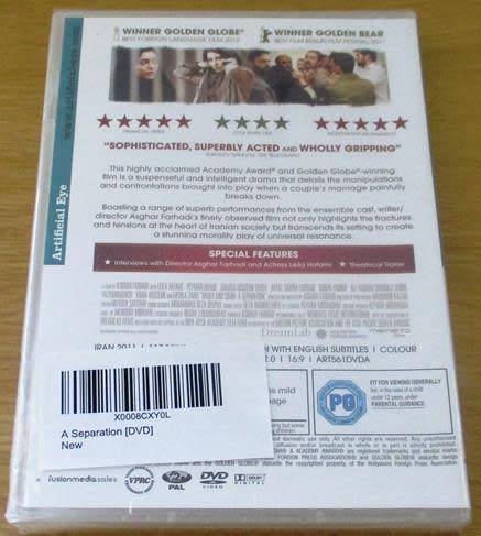Cult Film: A Separation DVD (Artificial Eye) [BBox 11] Farsi with English Subtitles