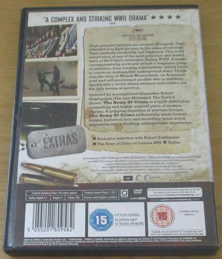 Cult Film: The Army of Crime WWII DVD [BBox 12] French with English Subtitles