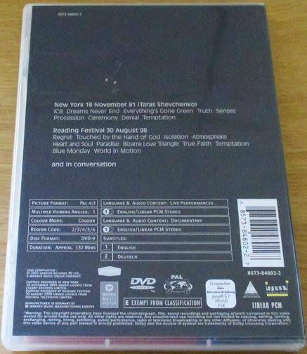 NEW ORDER 3 16 NEW YORK 81, Reading Festival 98 and In Conversation DVD