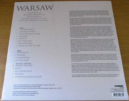 WARSAW Warsaw LP CLEAR VINYL Record [JOY DIVISION]