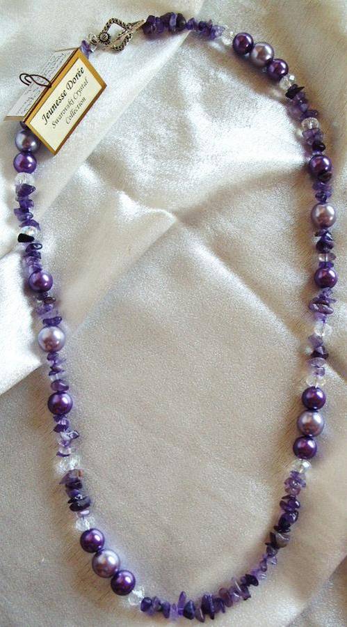 Swarovski Crystal & Amethyst S-Precious Stone Necklace