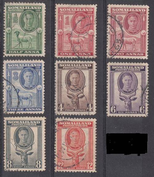SOMALILAND 1942 KG6 part Set SG105-112 FU