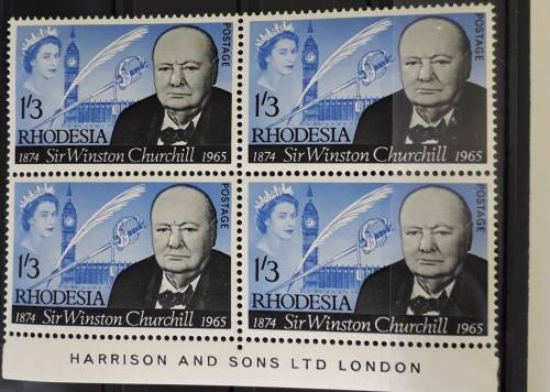 RHODESIA FULL SET 14 STAMPS PLUS IMPRINT BLOCK ALL UMM SACC 114 , 131-144