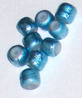Splashed Light blue 6mm Tube glass beads (5pcs)
