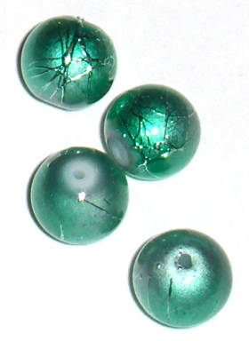 Splashed Green 8mm round glass beads (10pcs)