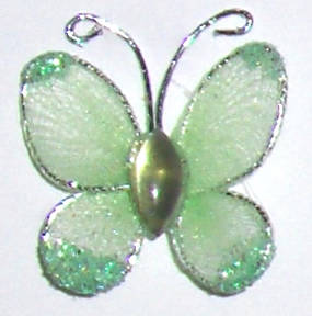 Light Green Glitter Butterfly with rhinestone - sold per unit