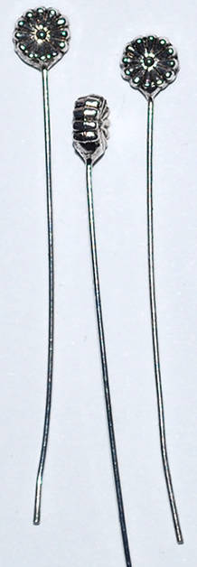 Nickel decorative head pins with flower 55mm (5pcs)