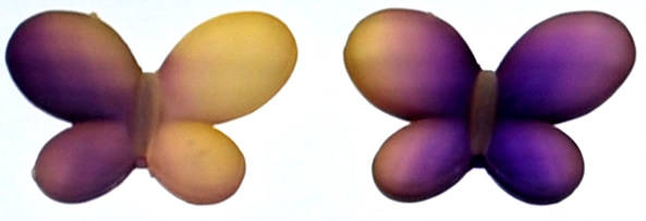 Purple & Cream Acrylic butterfly beads (3pcs)