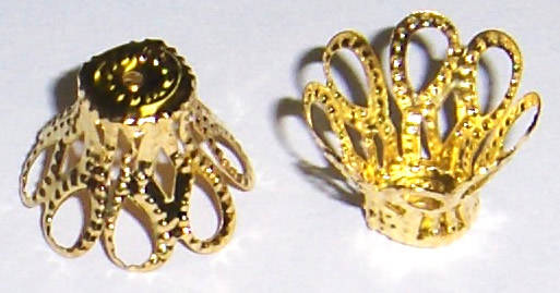 Sale!! Gold filigree bead caps 9mm x 7mm (20pcs)
