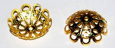 Gold filigree bead caps 14mm x 4mm (20pcs)