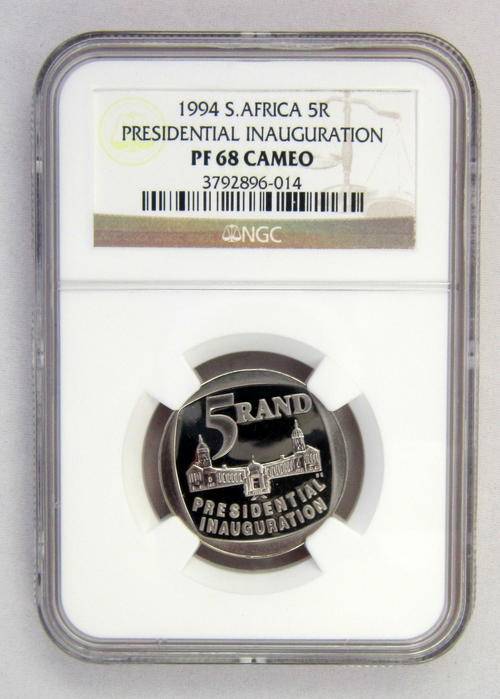 1994 SA 5R Mandela Inauguration ULTRA CAMEO - PF68 NGC Graded