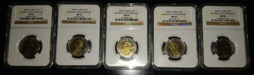 2008 MANDELA 90TH Birthday Coin SET MS62/MS63/MS64/MS65/MS66
