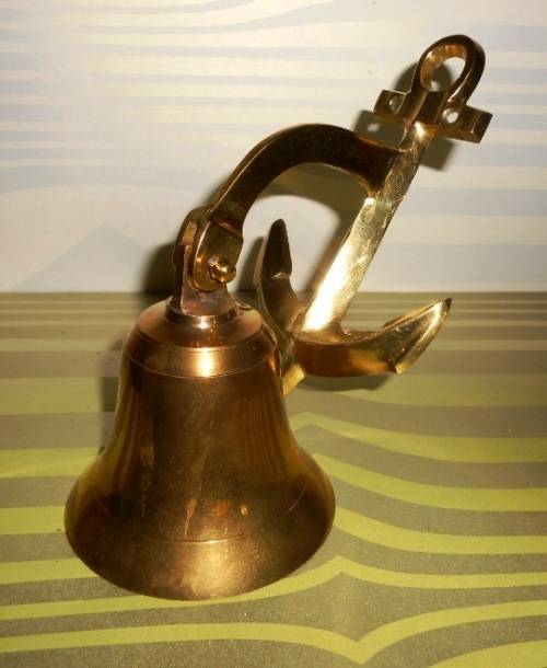 Stunning Brass Bell with anchor wall mounting.