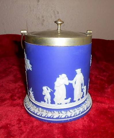 JASPER WARE BISCUIT BARREL BY WEDGWOOD