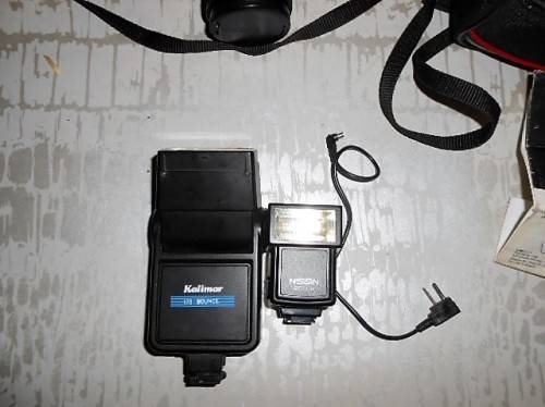 YASHICA FX -3 super 2000 CAMERA and 50mm LENS, 2 FLASHES, Wata Flash Grip and camera BAG