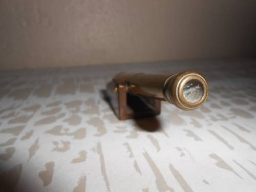 VINTAGE  MINIATURE BRASS & WOOD CANNON