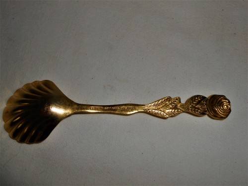 Gold Plated Sugar Spoon with Rose design