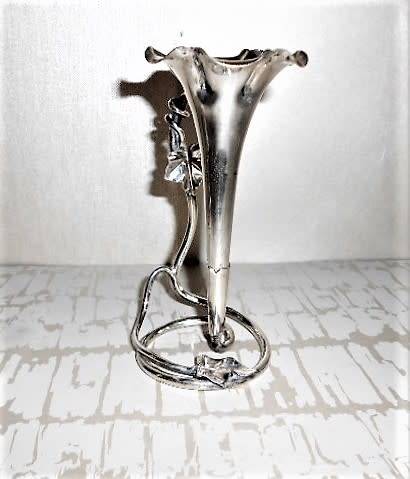Antique Art Nouveau Silver Plated Single Trumpet Flower Epergne