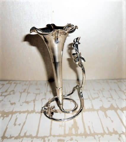 Antique Art Nouveau Silver Plated Single Trumpet Flower Epergne
