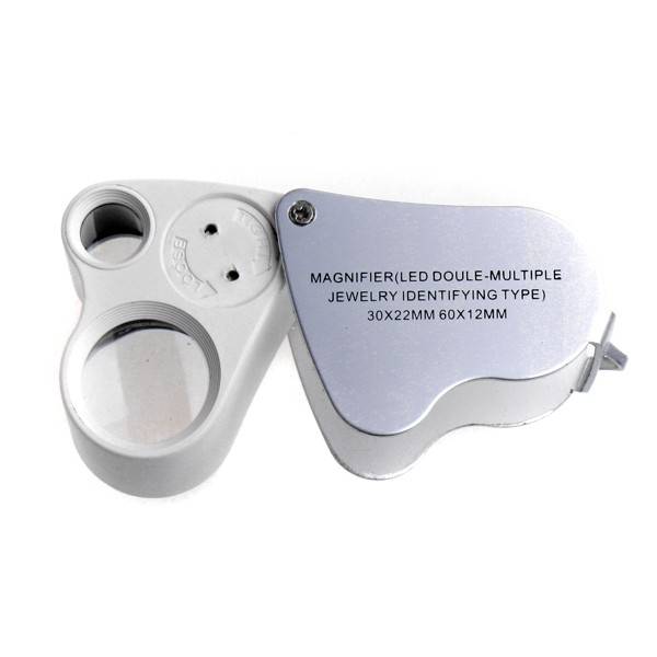 NEW TO BOB -30X 60X Mini Pocket Magnifier Microscope Watch Jewelry Loupe LED H8583