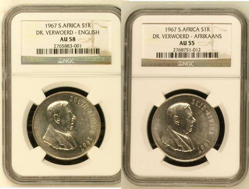 1967 Silver R1 Dr. Verwoerd Coin set. Complete Afrikaans and English R1