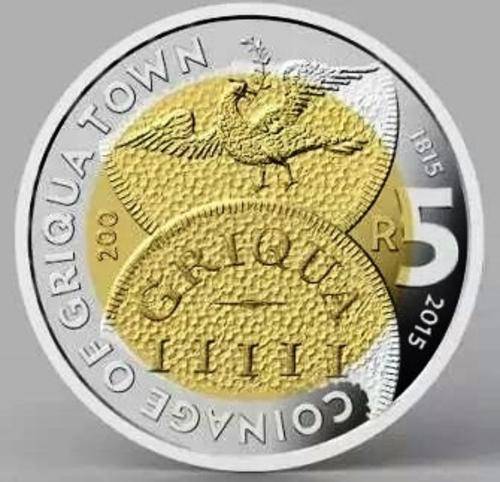 RARE LIMITED EDITION: GRIQUA TOWN 1815-2015 R5 BI-METAL COIN IN SA-MINT BAG AND CAPSULE