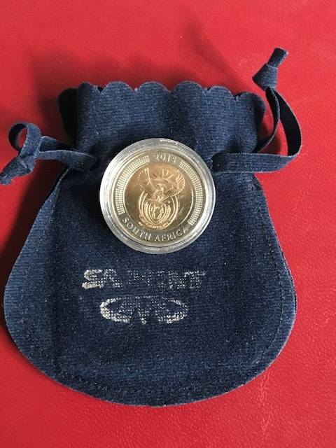 RARE LIMITED EDITION: GRIQUA TOWN 1815-2015 R5 BI-METAL COIN IN SA-MINT BAG AND CAPSULE