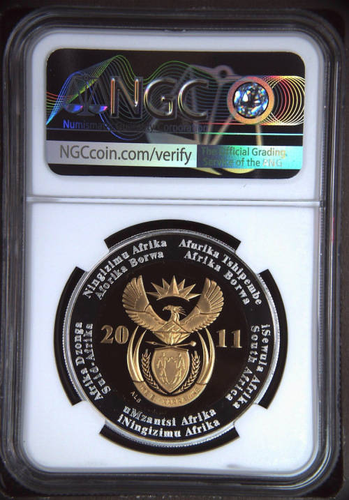 HOT - 2011 South Africa Silver R5 Rand 90th Anniversary  PF70UC