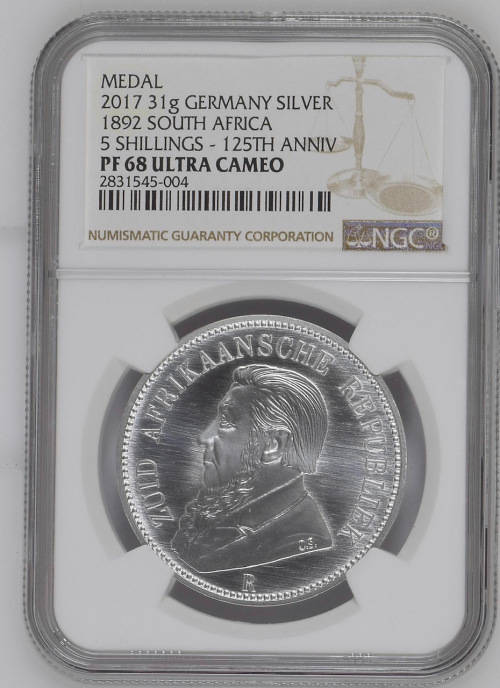 HOT - 1892 5 SHILLING 125TH ANNIVERSARY - FINEST KNOWN PF70UC
