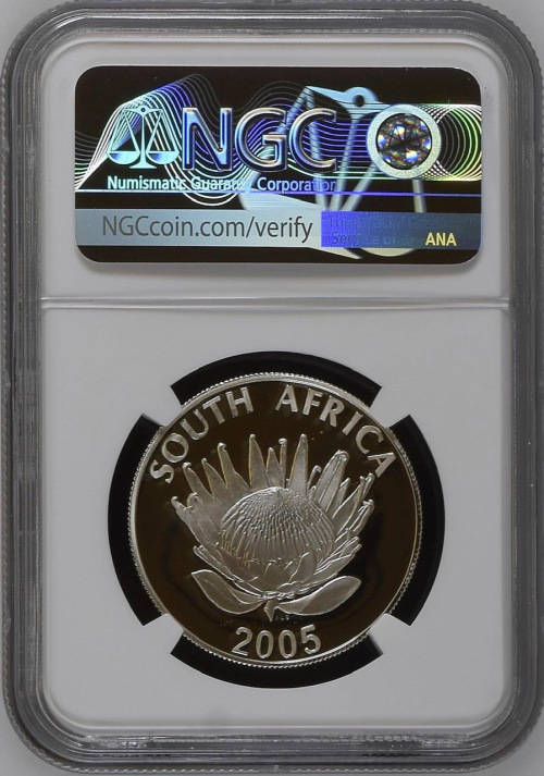 HOT - 2005 SOUTH AFRICA SILVER R1 ALBERT LUTHULI PF69UC