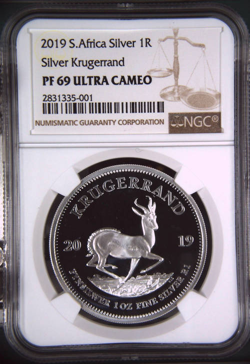 JUST ARRIVED - FINEST KNOWN -2019 Silver Kruger Rand PF69UC