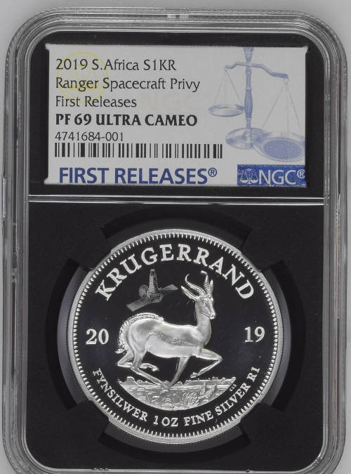 HOT  - 2019  Silver Krugerrand with Space PRIVY  PF69UC - FIRST RELEASES