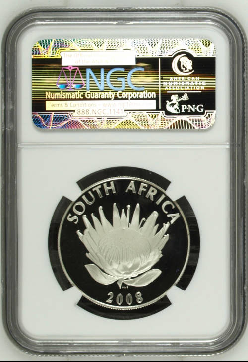 HOT - 2008 South Africa Silver R1 Mahatma Gandhi PF70UC