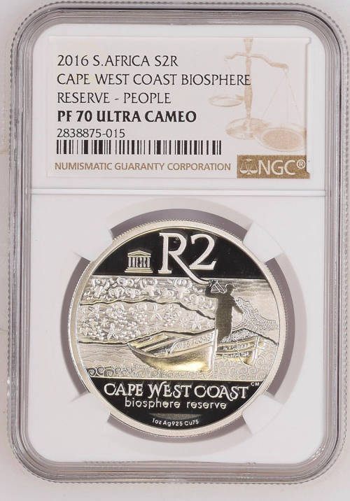 VERY SCARCE COIN-Mintage 97 - HOT 2016 South Africa Cape West Coast Biosphere Reserve People PF70UC
