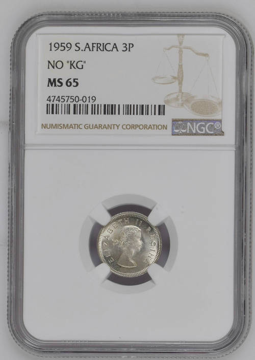 HOT - MS65 VERY SCARCE IN THIS CONDITION -  1959 3D "NO KG" VERIETY BRILLIANT UNC MS65