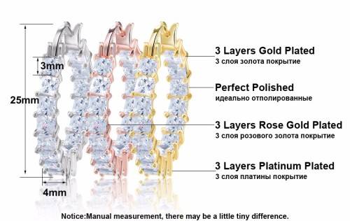 Platinum Plated Silver Hoop Earrings Paved with AAA Austrian Cubic Zirconia **FREE VELVET POUCH