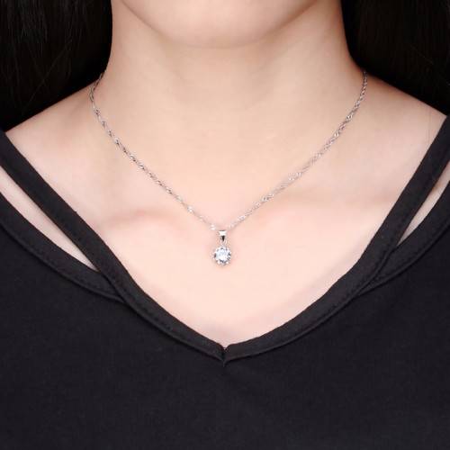 Elegant Silver Platinum Plated Necklace with 2ct Cubic Zirconia Crystal Pendant **FREE VELVET POUCH