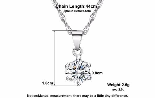 Elegant Silver Platinum Plated Necklace with 2ct Cubic Zirconia Crystal Pendant **FREE VELVET POUCH