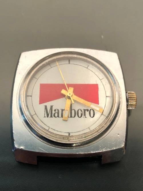 A Rare Marlboro Man Mens Cronel Swiss Wind up Watch 1970s